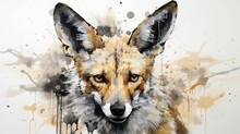Watercolor Painting Of A Hyena With Colorful Swirls On A White Background, AI-generated.