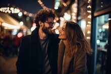 Young couple on a night out - stock photography