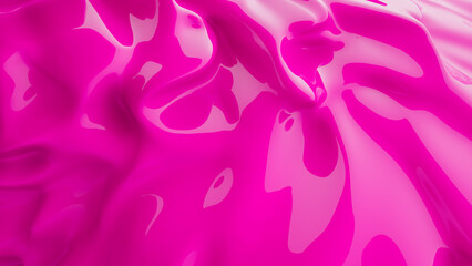 Wall Mural - Abstract pink background. Smooth pink wavy plastic or latex. Acrylic liquid. 3D rendering