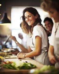 Wall Mural - Culinary Experience Model at a cooking class - stock photography