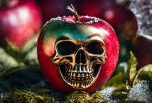 AI generated illustration of an apple with a skull face