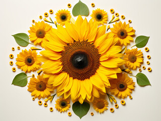 Wall Mural - Sunflower flat lay