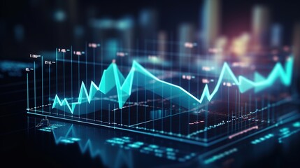 Poster - Financial Market Trends: Futuristic Stock Market Graph Display