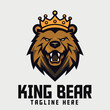 © Giu Studios - Animal Template with Grizzly Bear Wearing Crown Icon Badge Emblem for Sports and Esports.