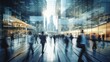 © WS Studio 1985 - Abstract Image of Business People Walking on the Street. Motion City Business People Walking Commuter Travel Concept. generative ai