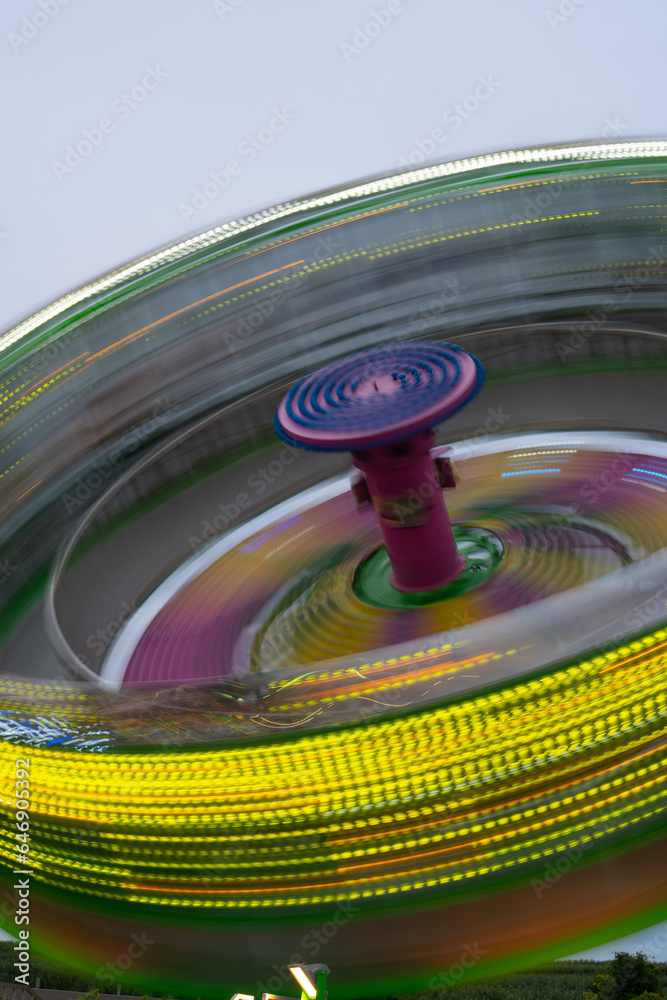 Gravity Ride Animation zero gravity ride at local fair or carnival at night long time exposure ...