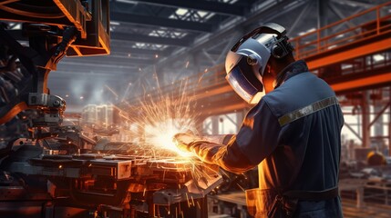 Wall Mural - welder at work in a factory