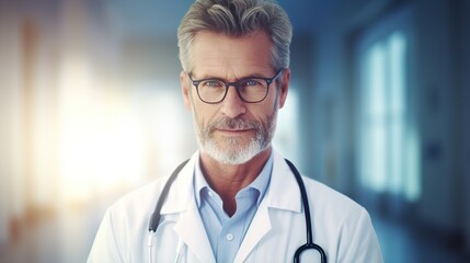 Wall Mural - Professional Doctor with stethoscope. generative ai