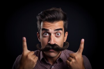 Wall Mural - Portrait of a man with a mustache on a black background.