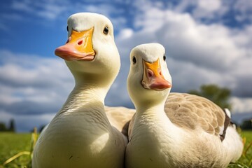 Poster - Geese in nature close-up.