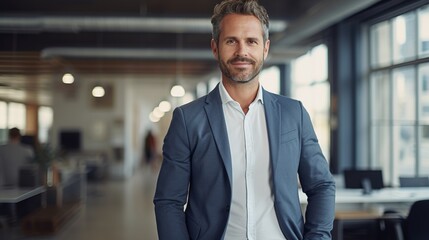 Sticker - image of a successful senior businessman consultant smiling at the camera inside a modern office