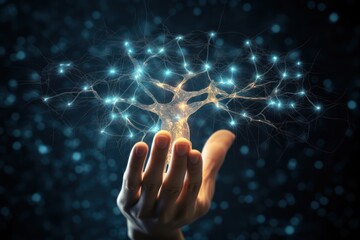 Poster - A palm with a growing tree of neurons.