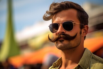 Aufkleber - Portraits of a man with a mustache.
