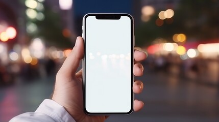 Poster - person with smartphone on white screen. generative ai
