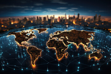 map of the planet. blue futuristic background with planet earth. worldwide network connection, digit