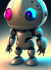 Wall Mural - little funny kind robot.freehand drawing
