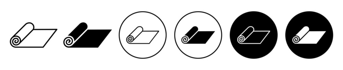 Fototapete - carpet roll icon. Yoga mat for body care symbol. Sport fitness activity floor fabric material vector. Workout rug sign.