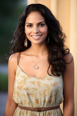 Wall Mural - Smiling attractive hispanic young woman looking at the camera.