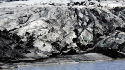 Sticker - S lheimaj kull Glacier, between the Katla and Eyjafjallaj kull volcanoes, Iceland