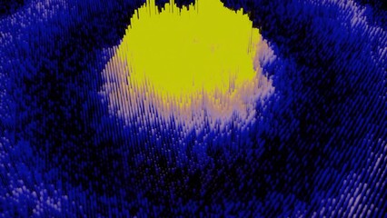 Poster - Waves are moving towards center. Design. Bright colorful waves move on surface of cyber texture. Colored circular waves move on electronic surface