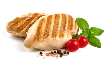 Sticker - Grilled chicken breast, isolated on white background.