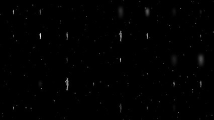 Poster - Template animation of evenly spaced sexy witch symbols of different sizes and opacity. Animation of transparency and size. Seamless looped 4k animation on black background with stars