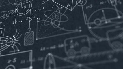 Wall Mural - school background. technological engineering invention. physics and mathematics .formulas and drawin
