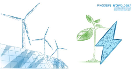 3d windmills ecology forest concept. save environment wind green tree energy sustainable power. eco 