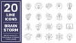 Idea icon set. Creative idea, brainstorming, solution, thinking and innovation icons. Lightbulb with brain symbol vector illustration. Solid icon collection. Editable Stroke. EPS 10.