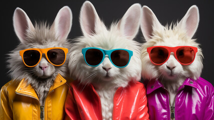 Close-up of a cute trendy rabbit