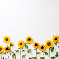 Wall Mural - Elegant Sunflower Frame Simple White Canvas