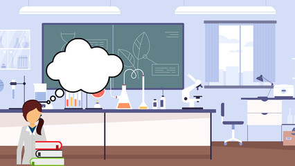 laboratory Theme with thinking bubble