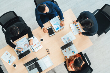 Poster - business people group meeting shot from top view in office . profession businesswomen, businessmen a