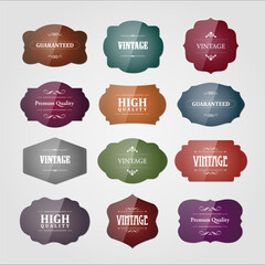 Wall Mural - Vintage Frames Set. Retro ornamental labels. Different color product tags. Cardboard collection for decorative design. Vector EPS10