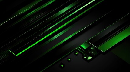 Wall Mural - Black and green technological background, generated by AI