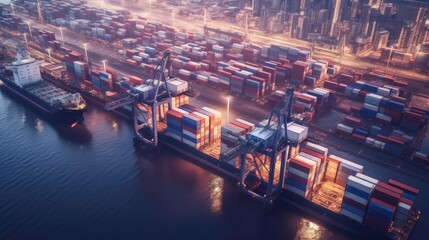 Wall Mural - Aerial photography of modern container terminal