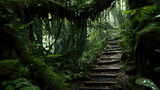 Fototapeta Las - Staircase in the rainforest