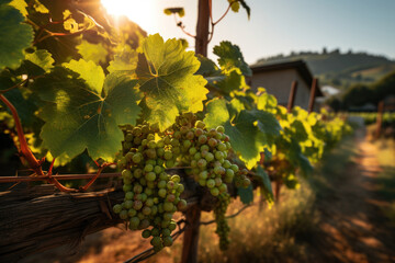 Wall Mural - A sustainable vineyard using natural pest control methods to protect grapevines. Generative Ai.