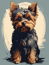 Cute Yorkshire Terrier Dog, Adorable Dog Vector Illustration