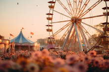 A Festive Ferris Wheel Providing Panoramic Views Of The Oktoberfest Grounds, Offering A Moment Of Reflection Amid The Excitement. Generative Ai.