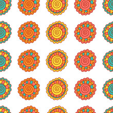 Bright Seamless Indian Pattern. Turkish Fantasy Flowers Ornament. Design For Web, Fabric, Textile, Cover, Invitation, Decoration, Print, Poster, Wrapping Paper