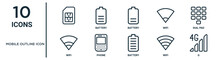 Mobile Outline Icon Outline Icon Set Such As Thin Line , Battery, Dial Pad, Phone, Wifi, G, Wifi Icons For Report, Presentation, Diagram, Web Design