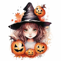 Wall Mural - Halloween Pumpkin Spooky Forest Illustration Background
