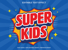 Super Kids Text Effect Template Design With 3d Style Use For Business Brand And Logo