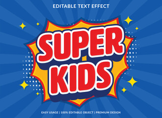Poster - super kids text effect template design with 3d style use for business brand and logo