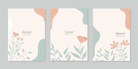 Wall Mural - abstract book cover mockup layout design with hand drawn floral decorations. size A4 For notebooks, planners, brochures, books, catalogs.