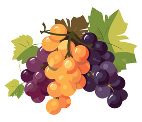 Wall Mural - Juicy grapes on a fresh green leaf