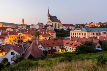 Wall Mural - Evening skyline view of Cesky Krumlov, Czech Republic