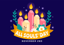 All Souls Day Vector Illustration To Commemorate All Deceased Believers In The Christian Religion With Candles In Flat Cartoon Background Design