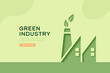 Green industry, 3D symbol paper art style. Renewable energy and Sustainability development concept.Banner template background. Vector illustration.